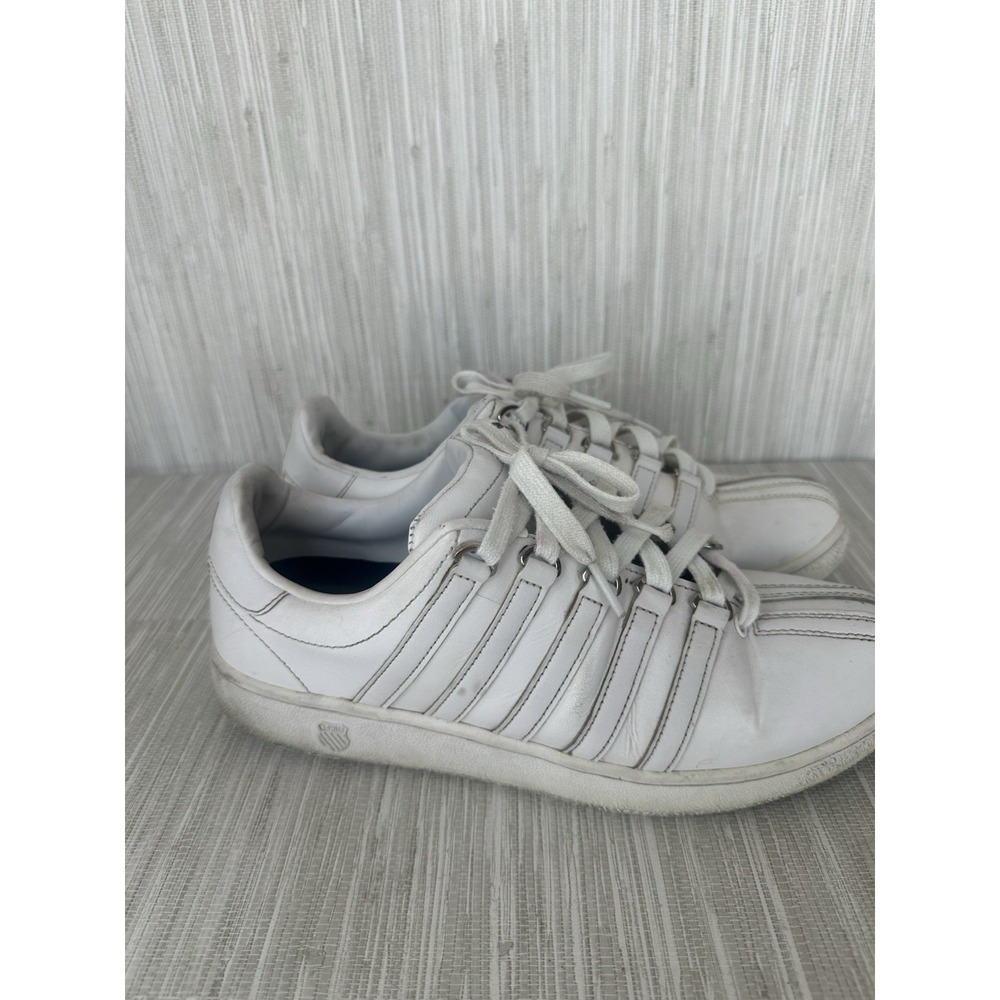 K-Swiss Men's Classic Leather Low Top Size 9 US White Sneakers Athletic Shoes - Picture 2 of 6